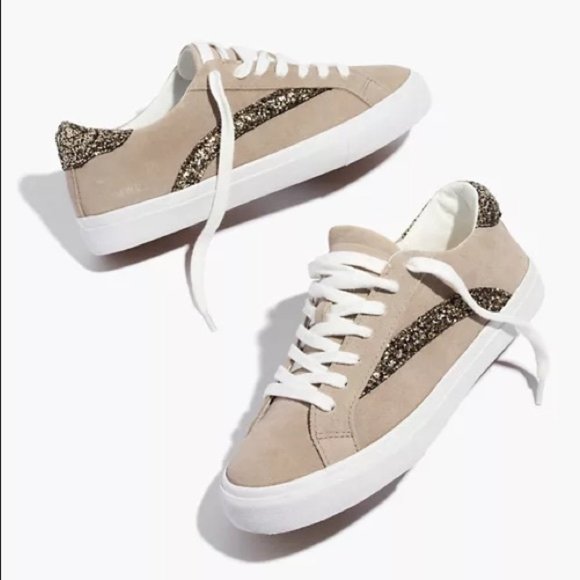Madewell Shoes - Madewell Sidewalk Low Top Suede Sneakers with Glitter accents